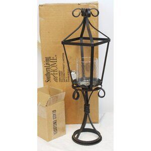 Southern Living Natchez Street Lantern Wrought Iron Candle Holder Black #40622